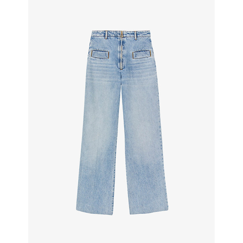  Sandro Oslo high-rise wide-leg jeans