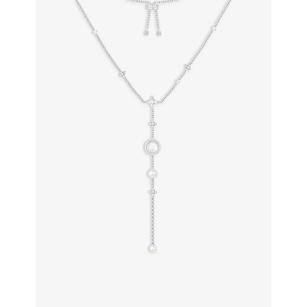  Apm Monaco Eternelle sterling-silver, zirconia, pearl and white nacre pendant necklace