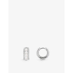  Apm Monaco Eternelle sterling-silver, freshwater pearl and zirconia double-hoop earrings