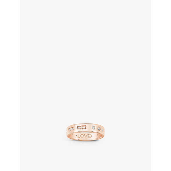  Apm Monaco Morse Code Love 18ct rose gold-plated brass and zirconia ring