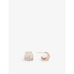  Apm Monaco Five-hoop 18ct rose gold-plated brass and zirconia earrings