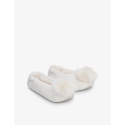 The Little White Company Pom-pom slip-on faux-fur slippers 6 months-5 years