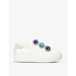 Kurt Geiger London Laney Octavia crystal-embellished low-top leather trainers