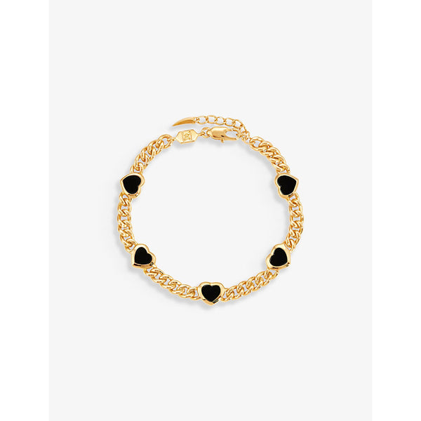 Missoma Heart-charm 18ct yellow gold-plated brass and black onyx bracelet