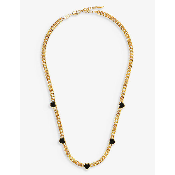 Missoma Heart-charm 18ct yellow gold-plated brass and black onyx necklace