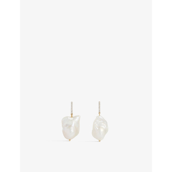 Mateo Baroque 14ct yellow-gold, pearl and diamond drop earrings