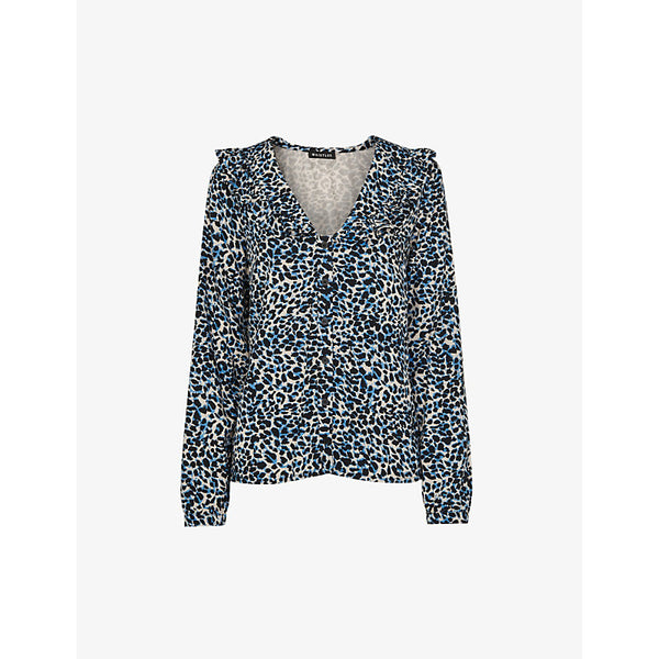 Whistles Lenny leopard-print woven top