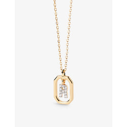  Pdpaola Letter R mini 18ct yellow-gold plated sterling-silver and zirconia pendant necklace