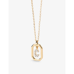 Pdpaola Letter C mini 18ct yellow-gold plated sterling-silver and zirconia pendant necklace