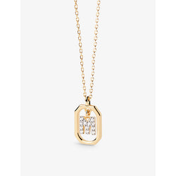 Womens Pdpaola Letter M mini 18ct yellow-gold plated sterling-silver and zirconia pendant necklace