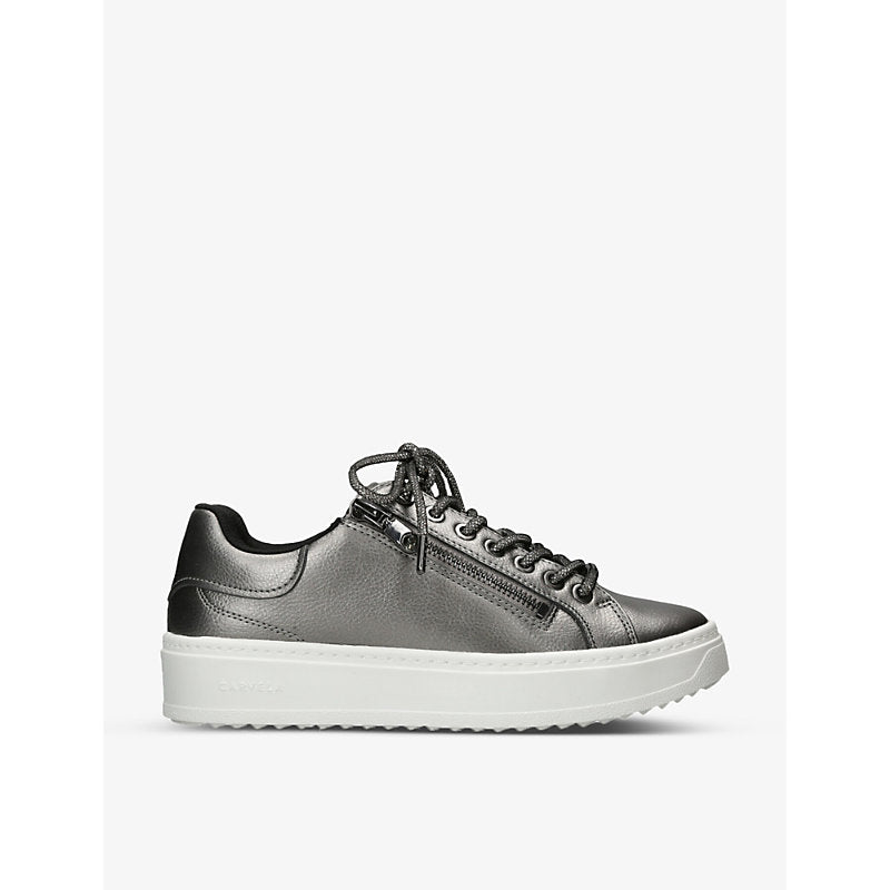 Carvela Enchanted glitter-lace metallic faux-leather low-top trainers | Carvela