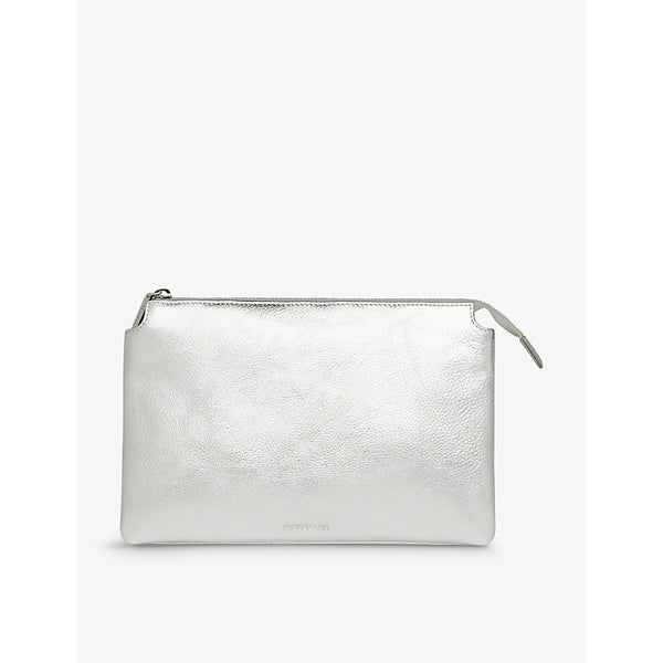 Whistles Elita metallic leather clutch bag