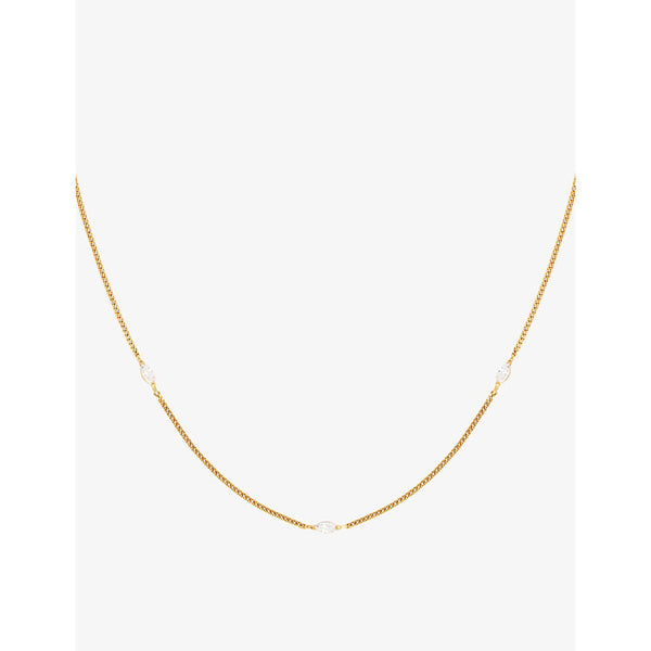  Astrid & Miyu Navette charm 18ct yellow gold-plated sterling-silver and cubic zirconia necklace