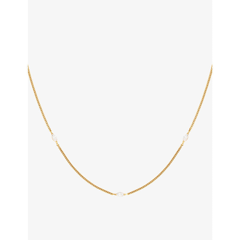  Astrid & Miyu Navette charm 18ct yellow gold-plated sterling-silver and cubic zirconia necklace