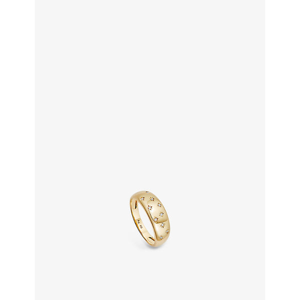 Astley Clarke Celestial mini star-engraved 18ct yellow gold-plated vermeil sterling-silver and white sapphire ring