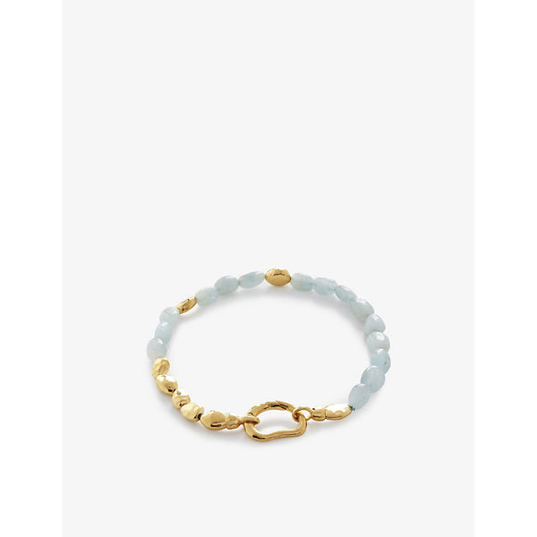 Monica Vinader Rio recycled 18ct yellow gold-plated vermeil sterling-silver and aquamarine beaded bracelet