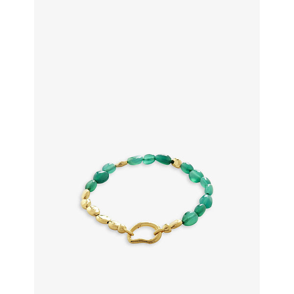 Monica Vinader Rio 18ct yellow gold-plated vermeil recycled sterling silver and green onyx beaded bracelet