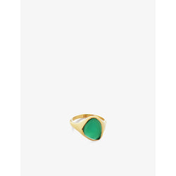  Monica Vinader Rio recycled 18ct yellow gold-plated vermeil sterling-silver and green onxy signet ring