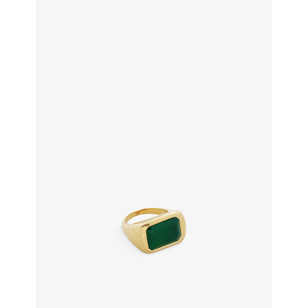 Monica Vinader Power recycled 18ct yellow gold-plated vermeil sterling-silver and green onyx cocktail ring