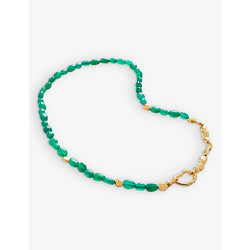 Monica Vinader Beaded-chain 18ct yellow gold-plated vermeil recycled sterling-silver and green onyx necklace