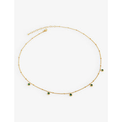 Monica Vinader Mini green 18ct yellow gold-plated vermeil recycled sterling-silver and onyx choker necklace