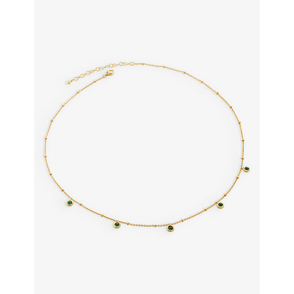 Monica Vinader Mini green 18ct yellow gold-plated vermeil recycled sterling-silver and onyx choker necklace