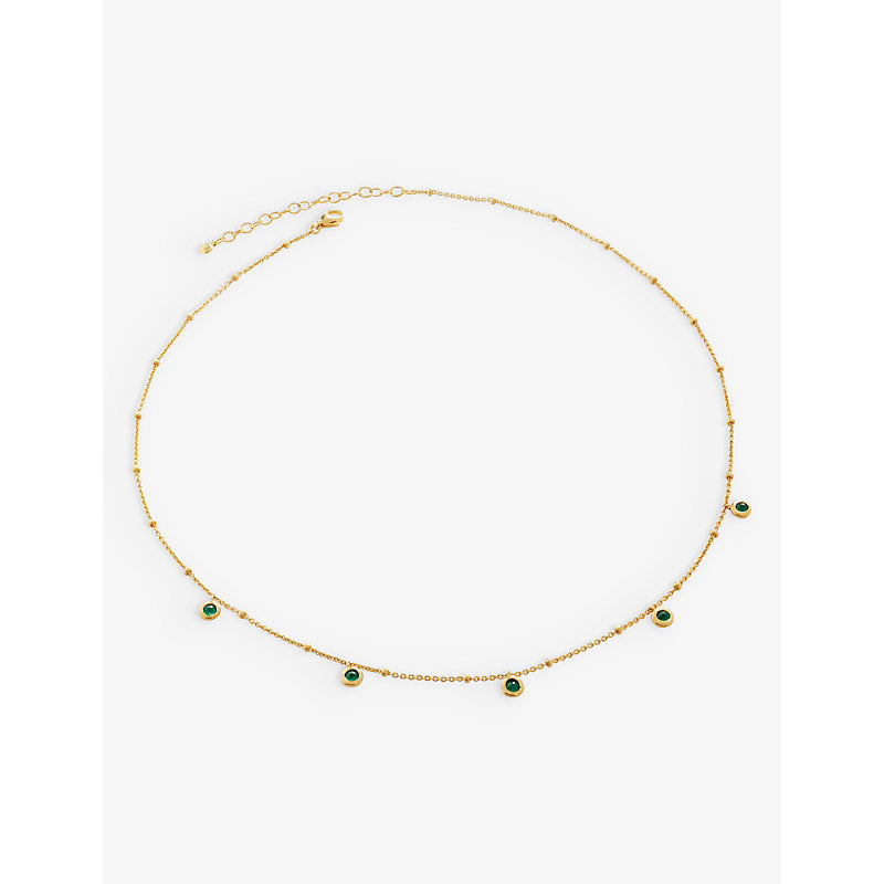 Monica Vinader Mini green 18ct yellow gold-plated vermeil recycled sterling-silver and onyx choker necklace