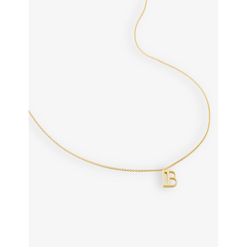 Monica Vinader B letter-charm 18ct yellow gold-plated vermeil recycled sterling-silver pendant necklace