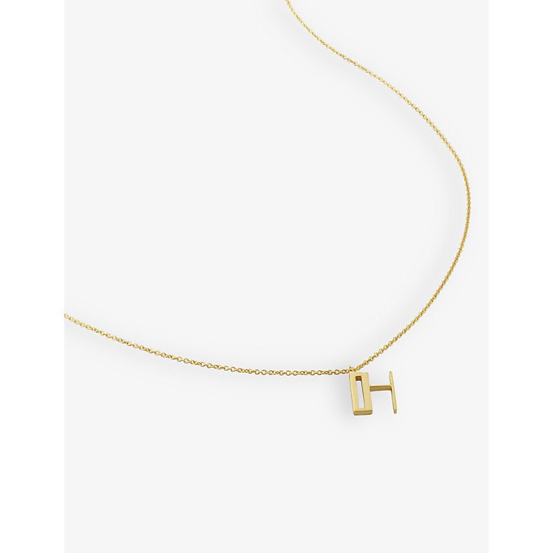 Monica Vinader H letter-charm 18ct yellow gold-plated vermeil recycled sterling-silver pendant necklace