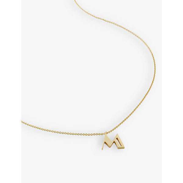 Monica Vinader M letter-charm 18ct yellow gold-plated vermeil recycled sterling-silver pendant necklace