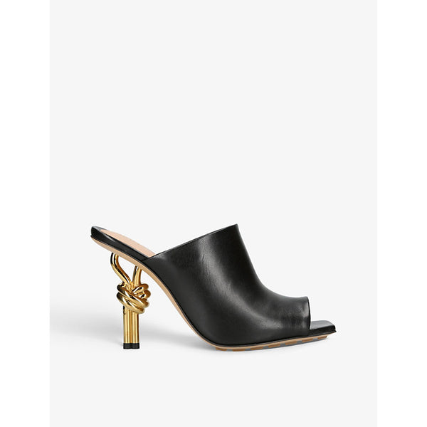  Bottega Veneta Knot square-toe leather heeled mules