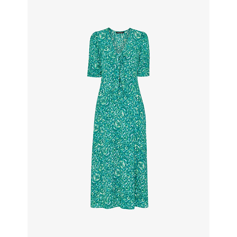 Whistles Floral-print V-neck woven midi dress | WHISTLES