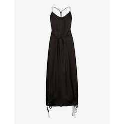 Allsaints Kaye drawcord-hem recycled polyester-blend maxi dress | ALLSAINTS