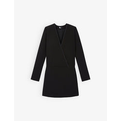  The Kooples Double-breasted pleated-hem stretch-woven mini blazer dress