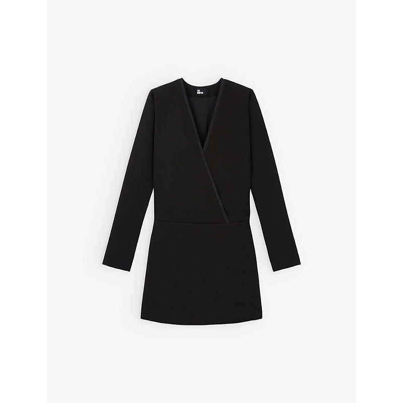  The Kooples Double-breasted pleated-hem stretch-woven mini blazer dress