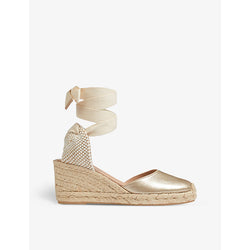 Lk Bennett Maureen metallic-leather espadrille wedges