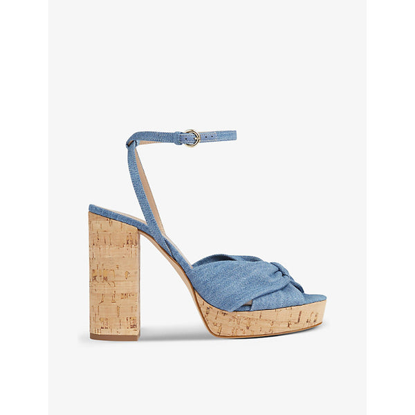 Lk Bennett Amanda denim cork platform sandals