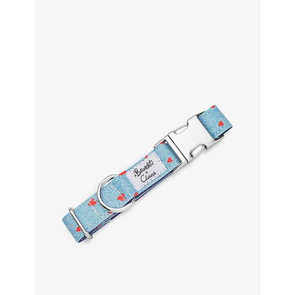 French Bandit Bandit x Clara heart-print woven dog collar