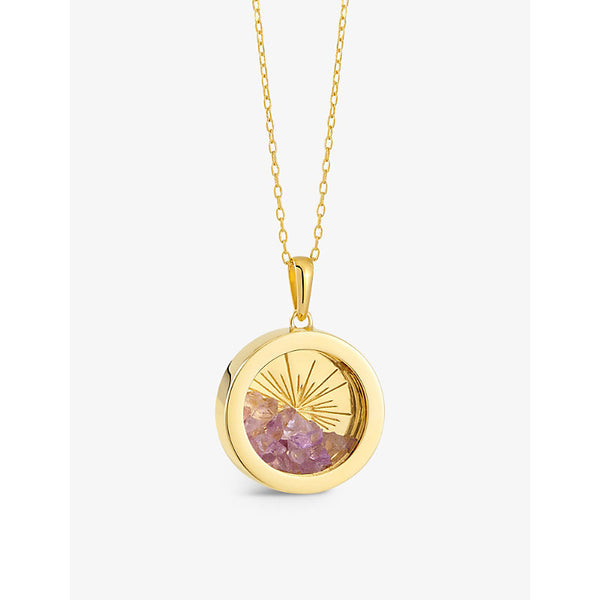 Rachel Jackson Sunburst Amulet medium 22ct gold-plated sterling silver and amethyst necklace