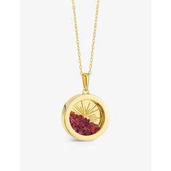 Rachel Jackson Sunburst Amulet medium 22ct gold-plated sterling silver and garnet necklace