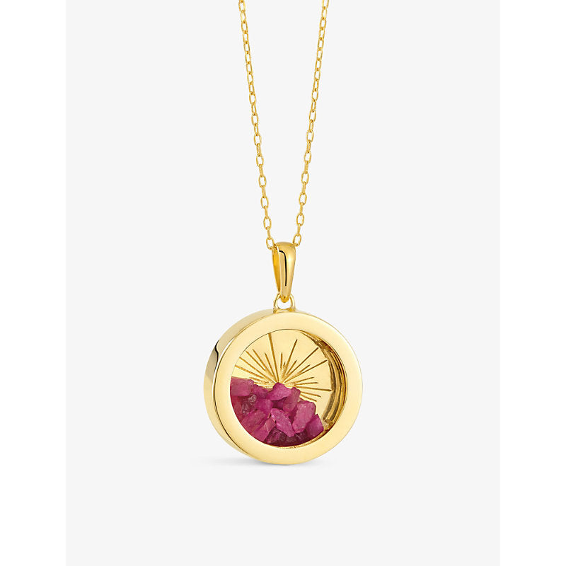 Rachel Jackson Sunburst Amulet July 22ct yellow gold-plated sterling-silver and ruby pendant necklace