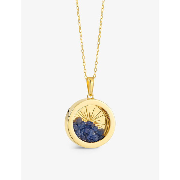 Rachel Jackson Sunburst Amulet medium 22ct gold-plated sterling silver and sapphire necklace