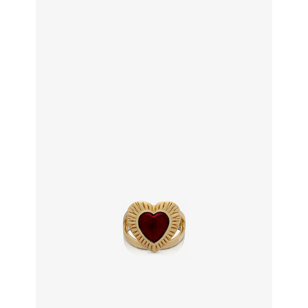 Rachel Jackson Heart 22ct yellow gold-plated sterling-silver and garnet ring