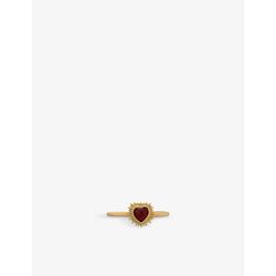 Rachel Jackson Electric Love Mini Heart 22ct yellow gold-plated sterling-silver and garnet ring