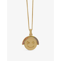 Rachel Jackson Rainbow Happy Face 22ct yellow gold-plated sterling-silver and cubic zirconia pendant necklace