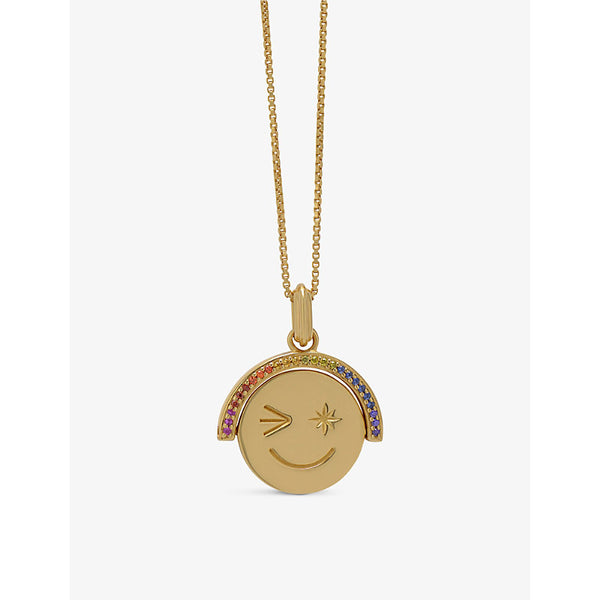 Rachel Jackson Rainbow Happy Face 22ct yellow gold-plated sterling-silver and cubic zirconia pendant necklace