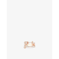  Apm Monaco Triple-band 18ct rose gold-plated metal alloy and cubic zirconia ring