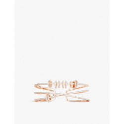  Apm Monaco Triple-band sliding-rings 18ct rose gold-plated metal alloy and cubic zirconia cuff bracelet