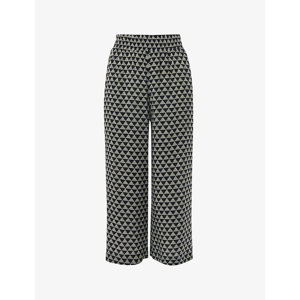 Whistles Checkerboard-pattern wide-leg high-rise woven trousers