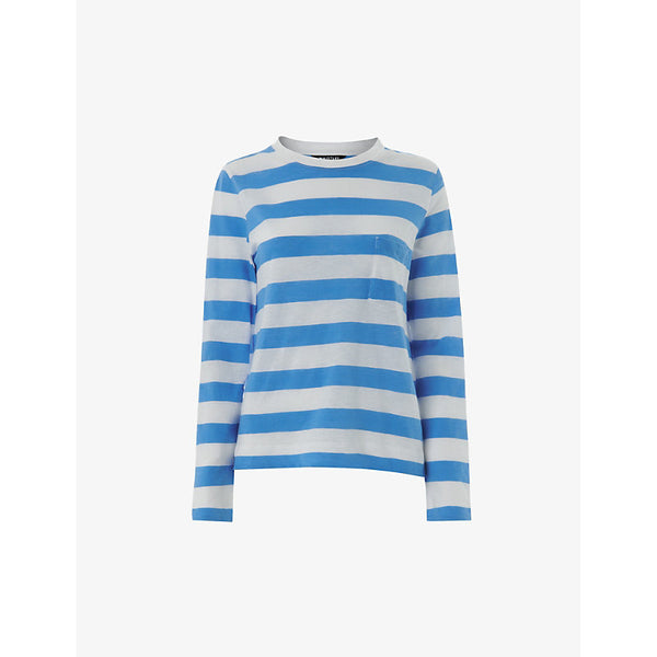 Whistles Stripe-pattern boxy cotton top